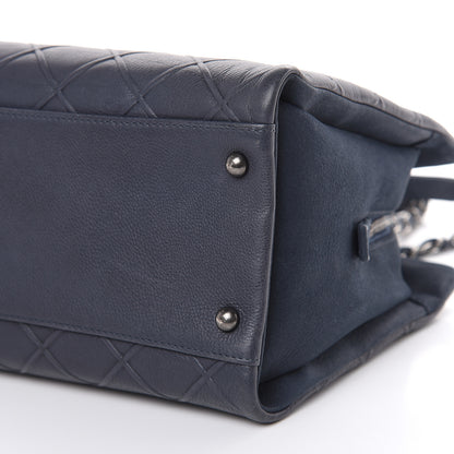 Chanel Calfskin Diamond Embossed Large CC Zip Shopping Tote Blue 10 of 14