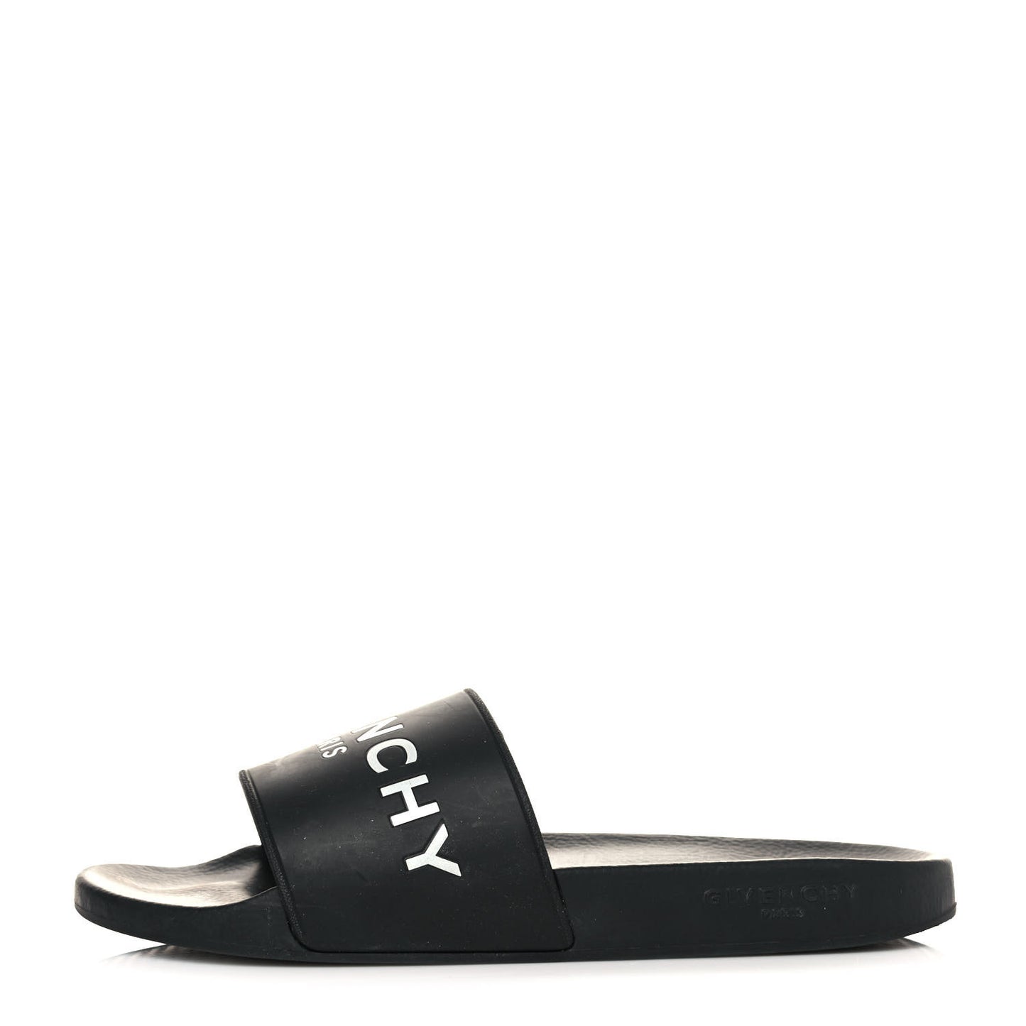 Rubber Logo Mens Pool Slide Sandals 44 Black