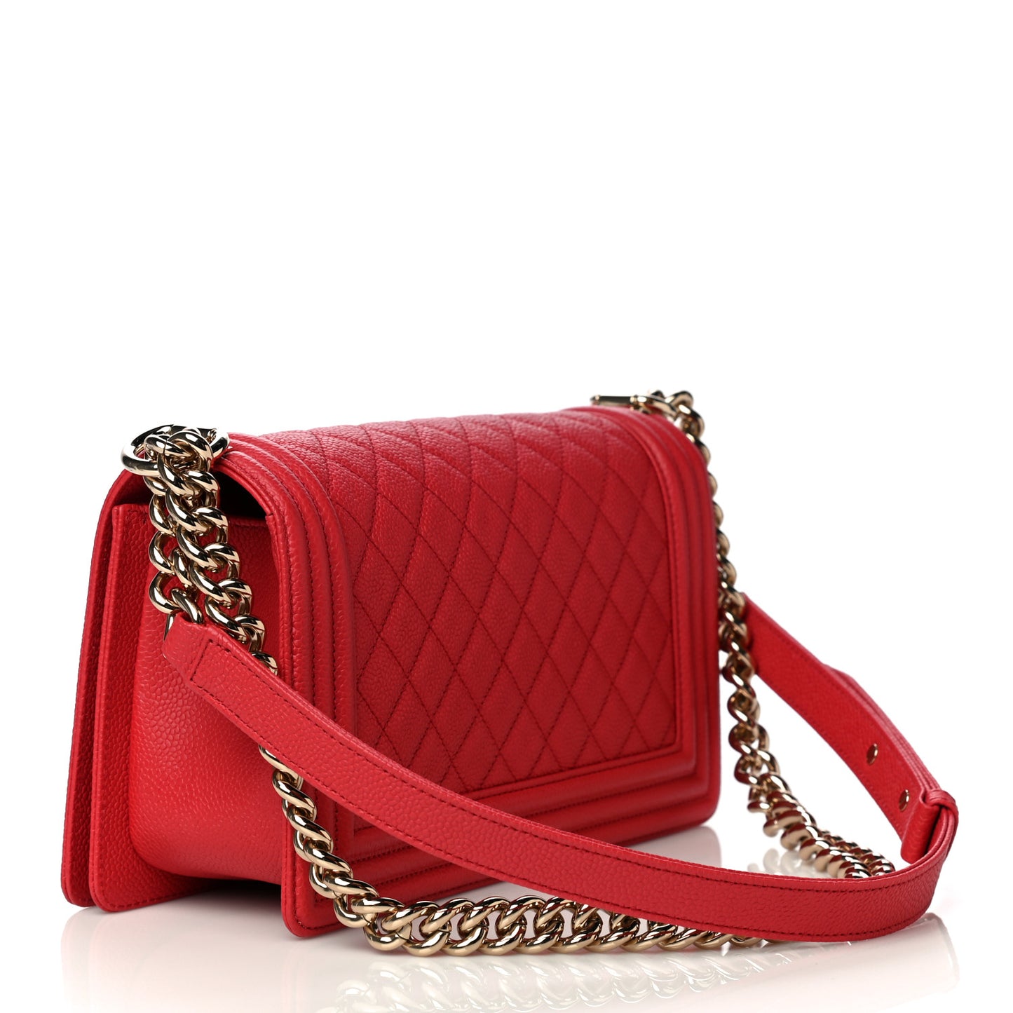 Caviar Quilted Medium Boy Flap Red