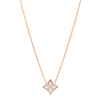 Louis Vuitton 18K Pink Gold Mother of Pearl Color Blossom Star Pendant Necklace 1 of 5