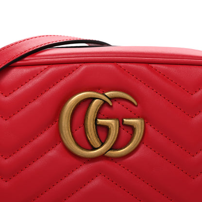 Gucci Calfskin Matelasse Small GG Marmont Chain Shoulder Bag Hibiscus Red 8 of 10
