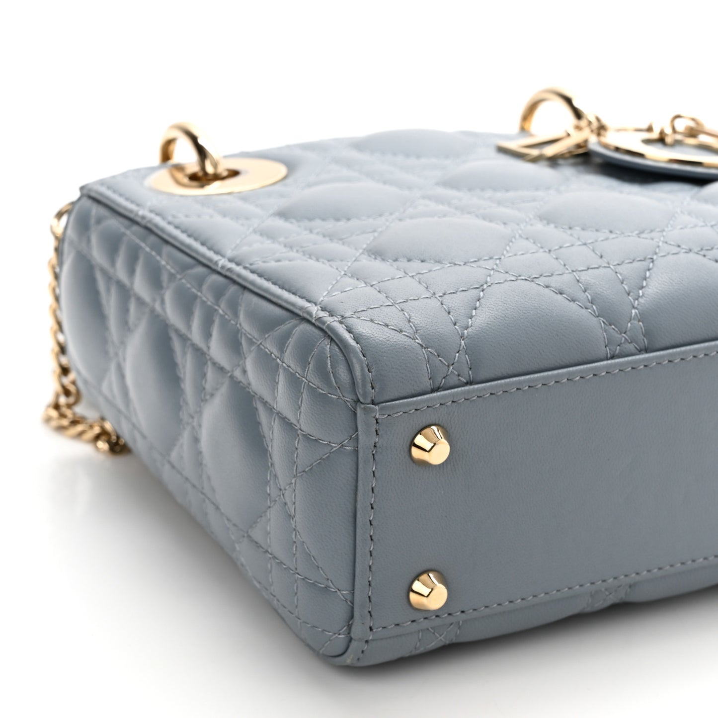Lambskin Cannage Mini Lady Dior Cloud Blue