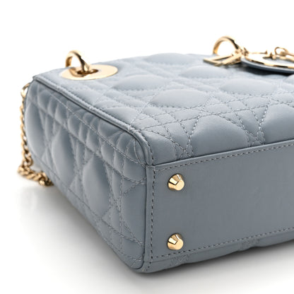 Christian Dior Lambskin Cannage Mini Lady Dior Cloud Blue 9 of 10