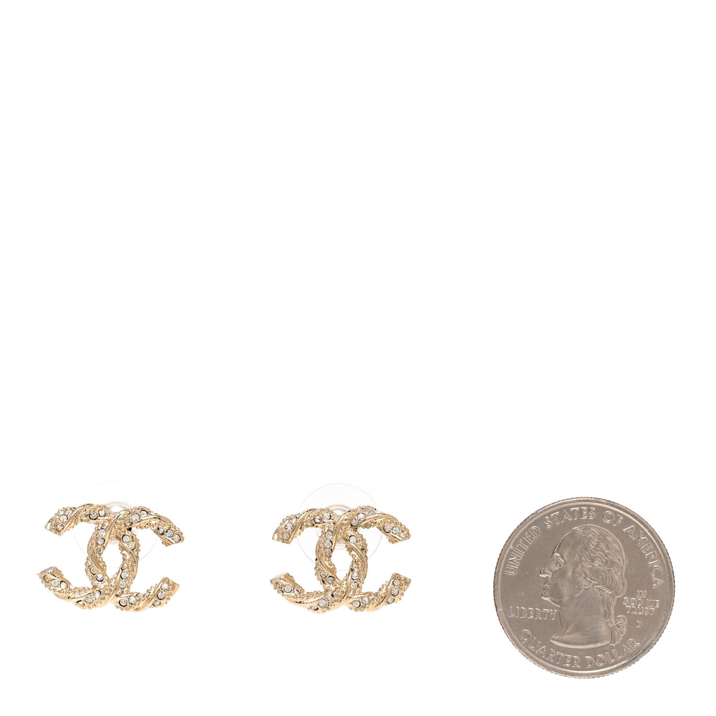 Crystal Twisted CC Earrings Gold