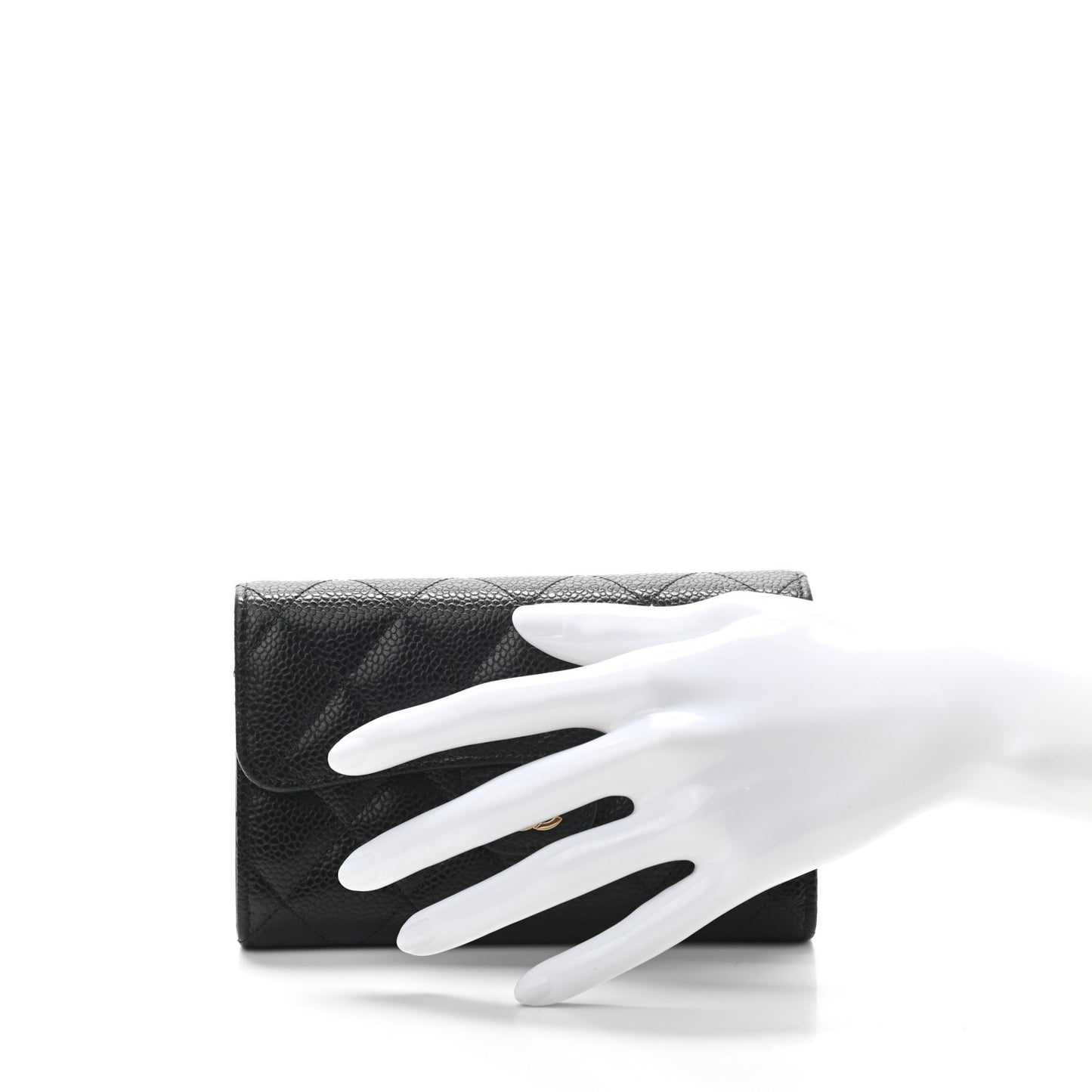 Caviar Quilted Small Flap Wallet Black