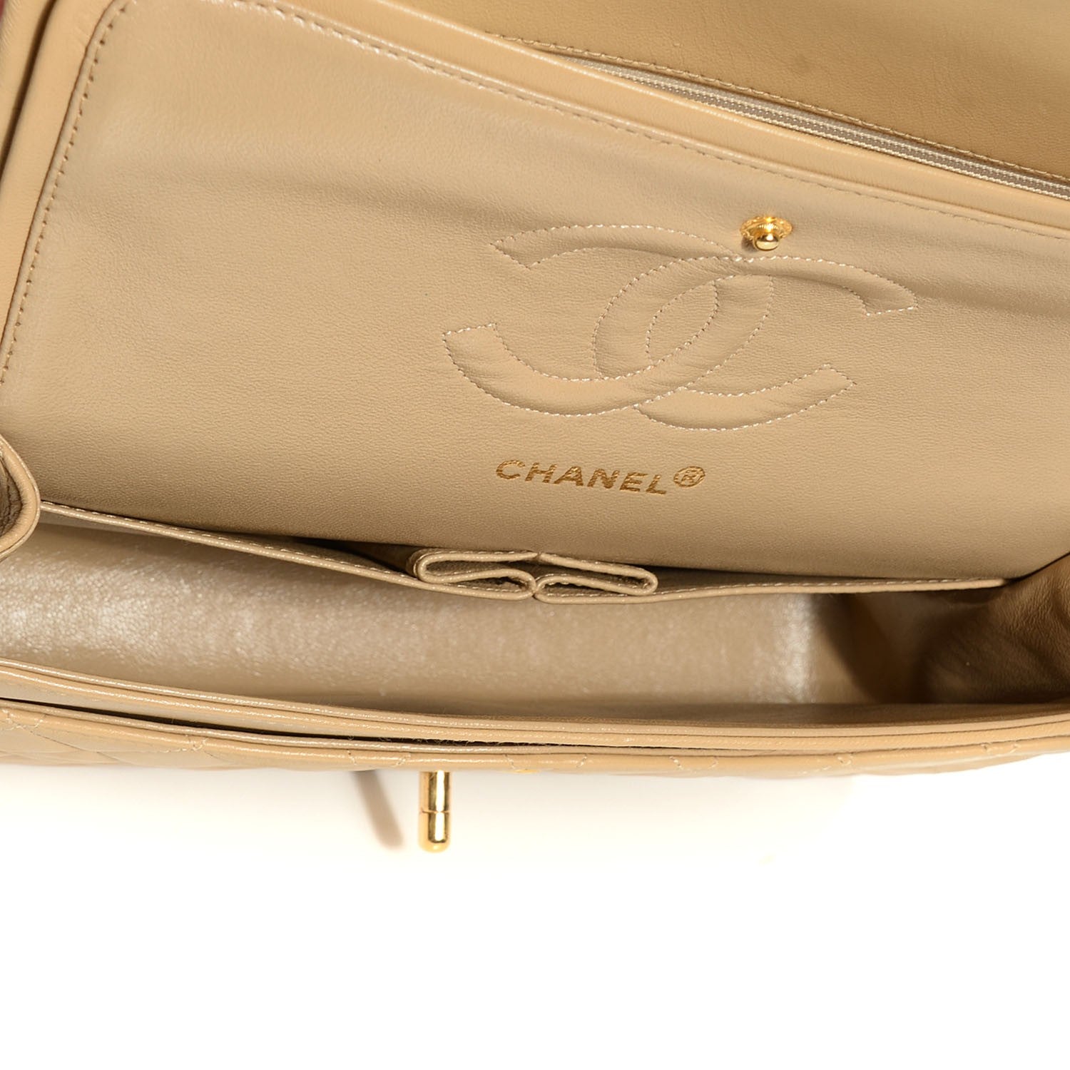 Chanel Lambskin Quilted Medium Double Flap Light Beige 5 of 9