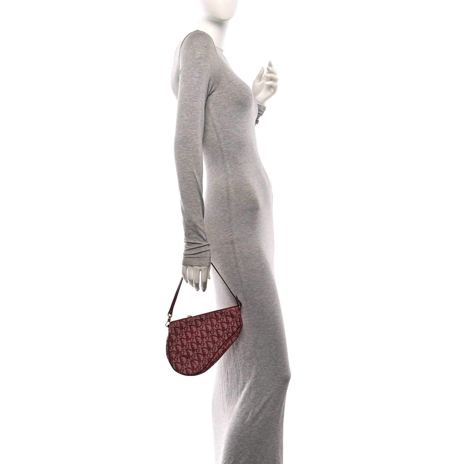Christian Dior Monogram Mini Saddle Pochette Burgundy 2 of 12