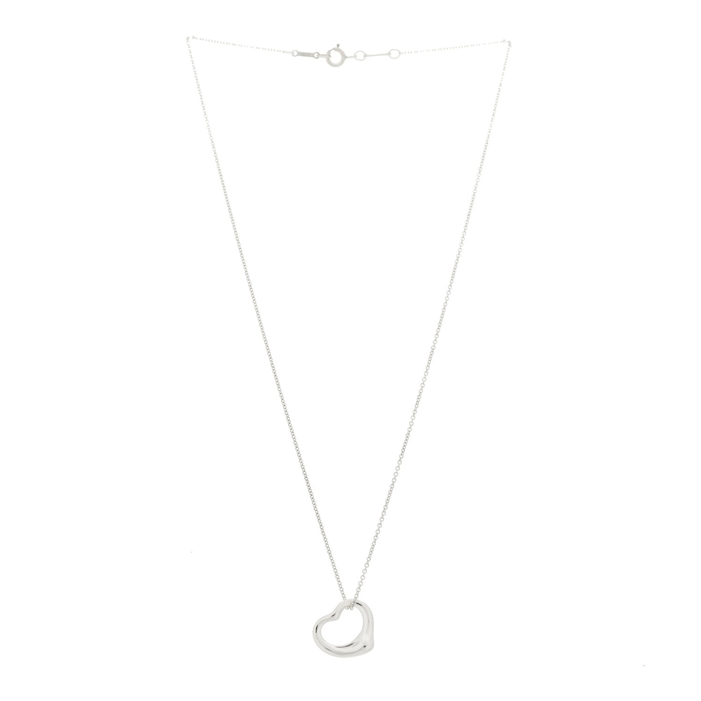 Sterling Silver 16mm Elsa Peretti Open Heart Pendant Necklace