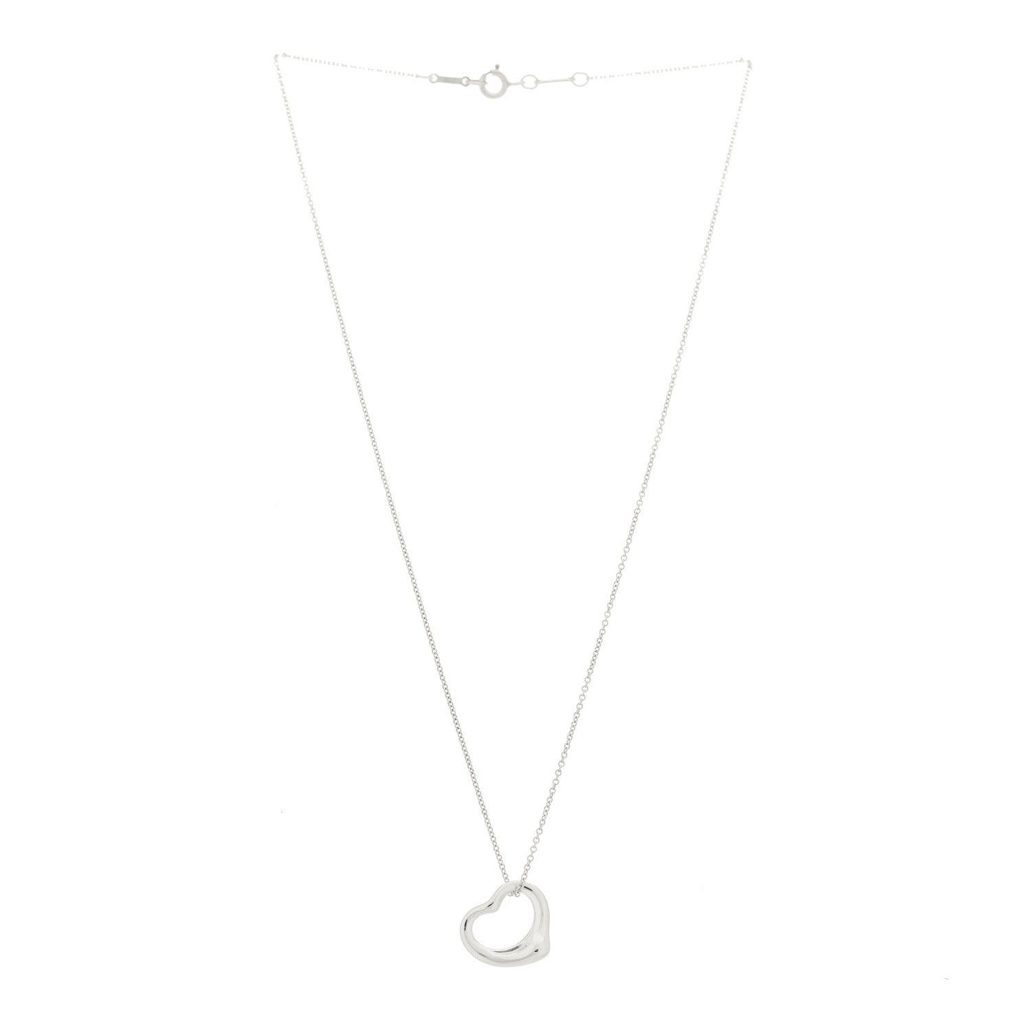 Tiffany Sterling Silver 16mm Elsa Peretti Open Heart Pendant Necklace 3 of 6