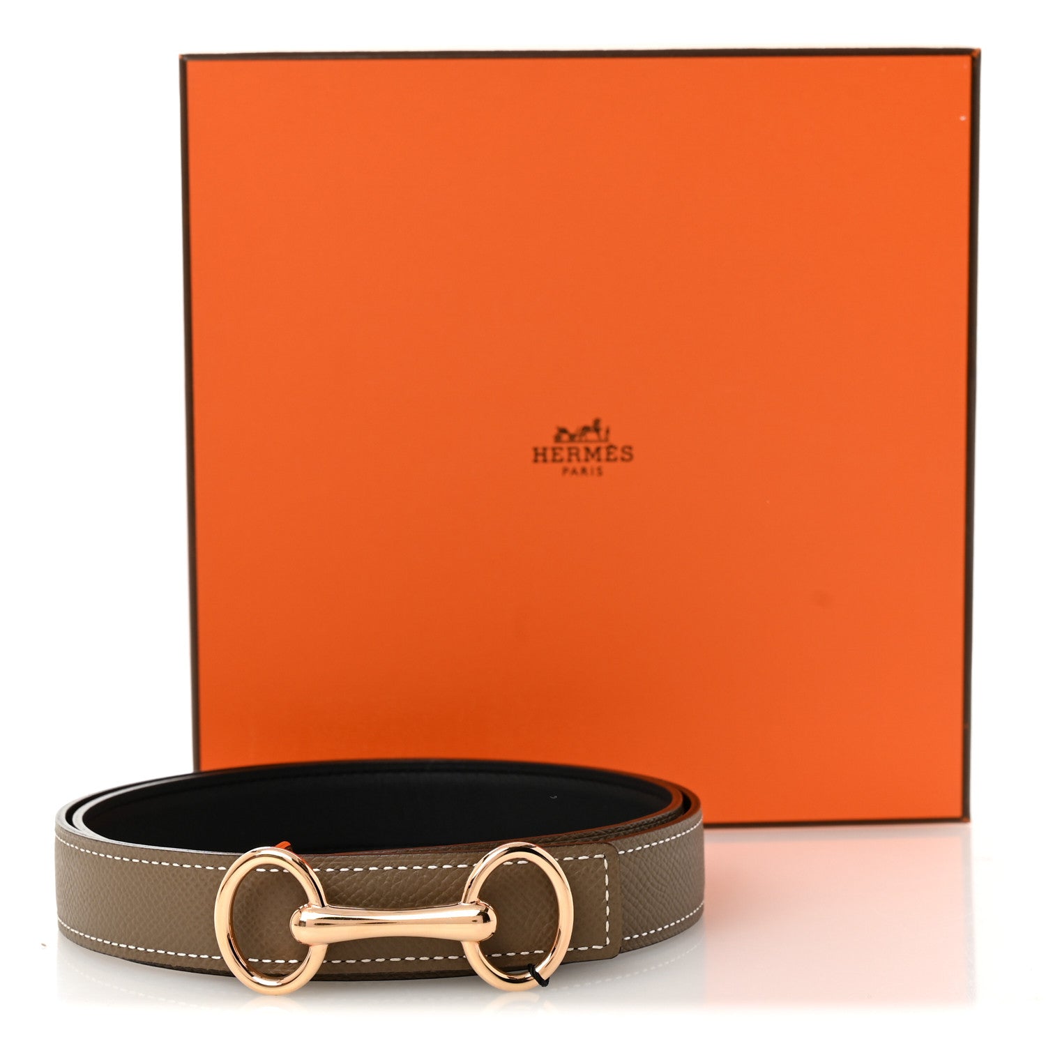 Hermes Swift Epsom 24mm Heritage Belt 80 32 Black Etoupe 6 of 6