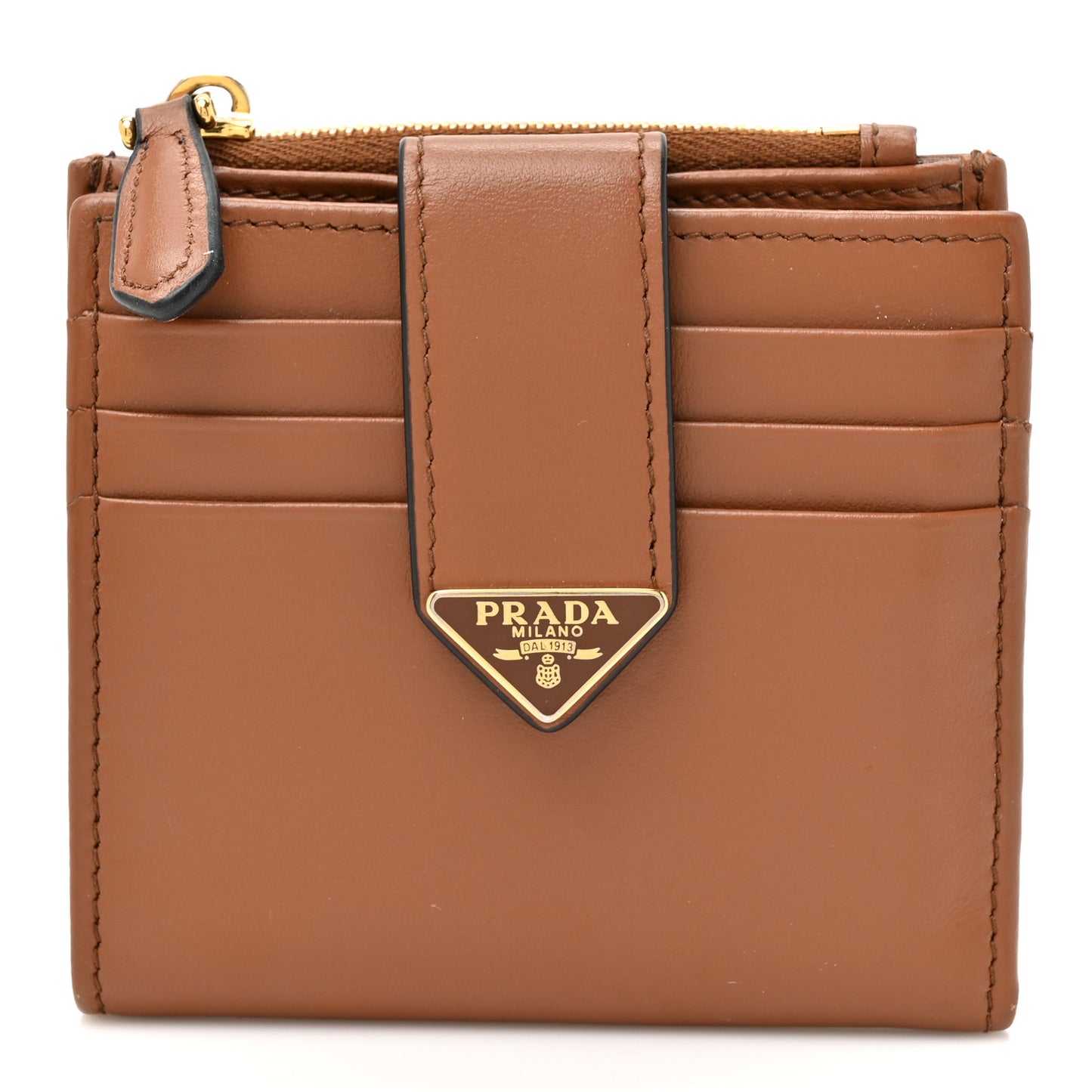 Calfskin Small Triangle Wallet Cognac