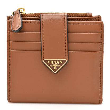 Prada Calfskin Small Triangle Wallet Cognac 1 of 10