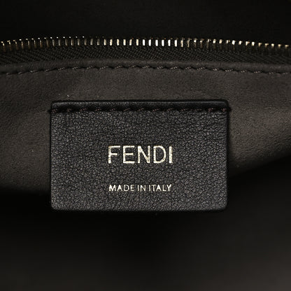 Fendi Glazed Fabric Vitello Century Plexiglass FF 1974 Stamp Patch Small Runaway Shopper Tote Mogano Panna Black 6 of 9