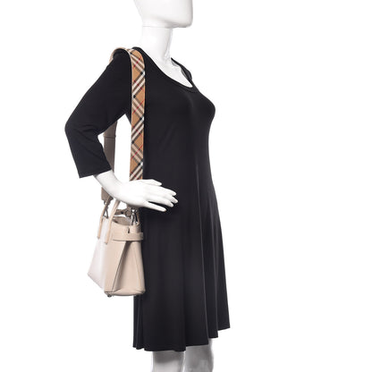 Burberry Grainy Calfskin House Check Small Banner Tote Limestone 2 of 9