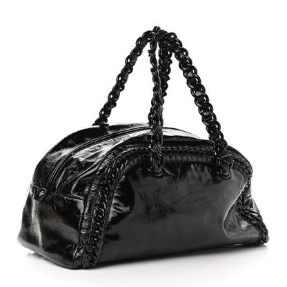 Chanel Patent Luxe Ligne Bowler Black 3 of 11