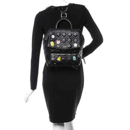 Christian Dior Lambskin Cannage Small Lucky Badge Stardust Backpack Black 2 of 7