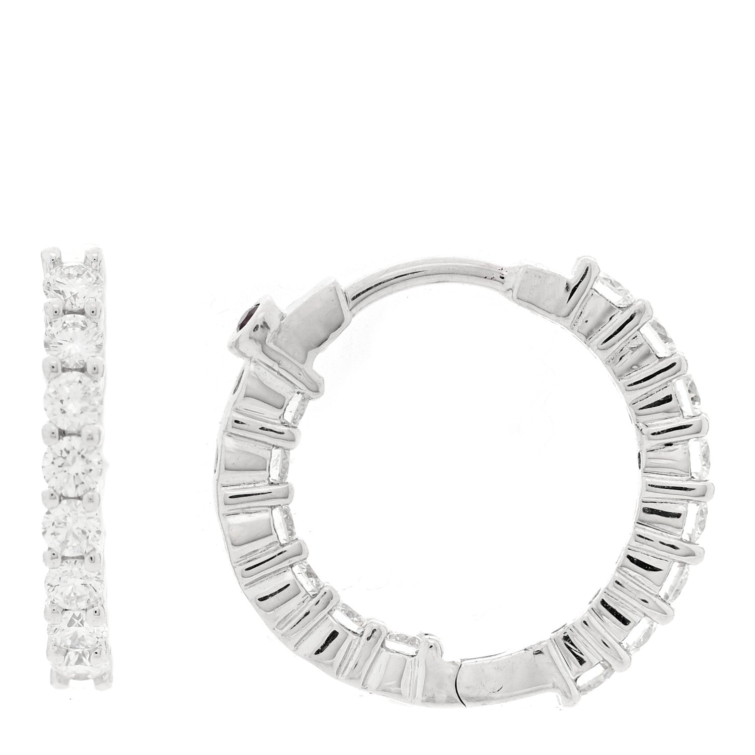 Roberto Coin 18K White Gold Diamond .84ctw Inside Out Hoop Earrings 1 of 4