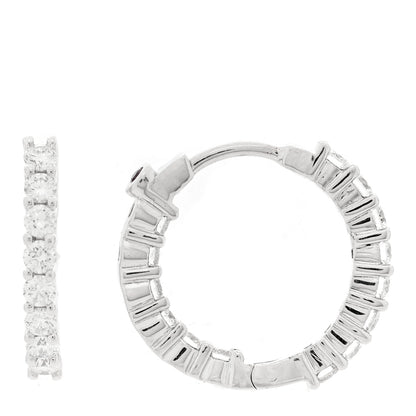Roberto Coin 18K White Gold Diamond .84ctw Inside Out Hoop Earrings 1 of 4