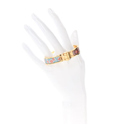 Hermes Enamel Printed Narrow Cachemire Fleuri Hinged Bracelet S Romantique 2 of 5