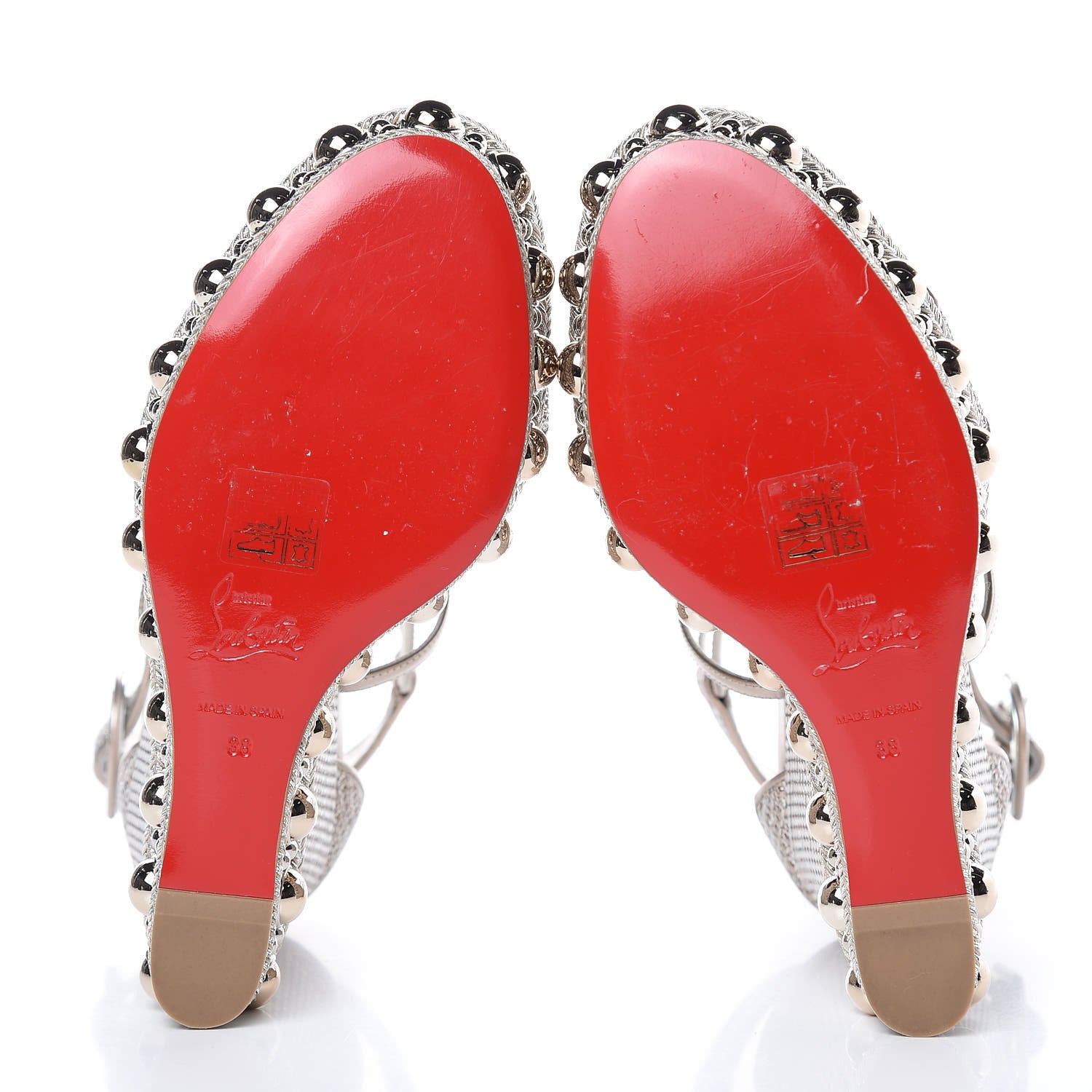 Christian Louboutin Lurex Chocazeppa 120 Platform Wedge Sandals 38 Colombe 5 of 10