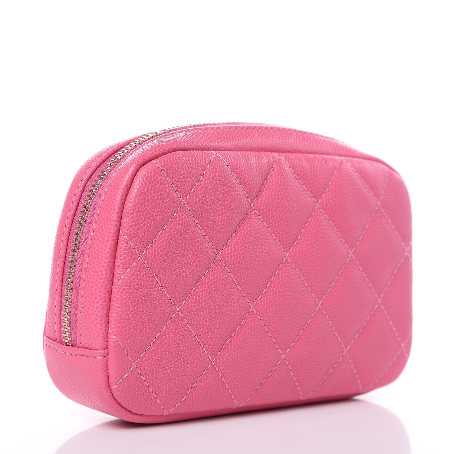 Chanel Caviar Quilted Small Curvy Pouch Cosmetic Case Pink 3 of 10