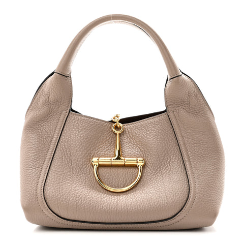 Grained Calfskin Softbit Medium Shoulder Bag Taupe