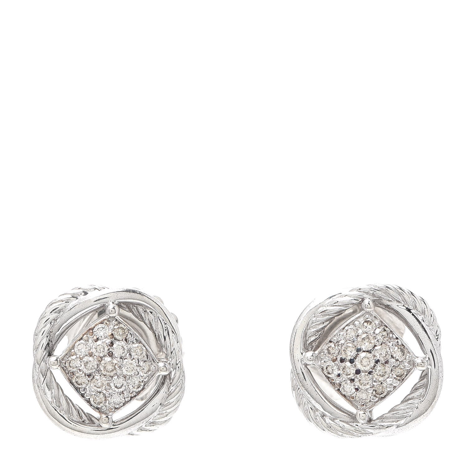 David Yurman Sterling Silver Diamond 13mm Infinity Earrings 1 of 4