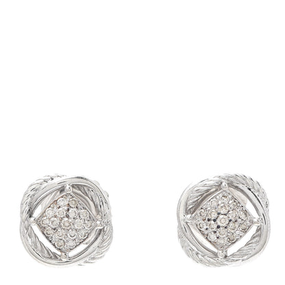 David Yurman Sterling Silver Diamond 13mm Infinity Earrings 1 of 4