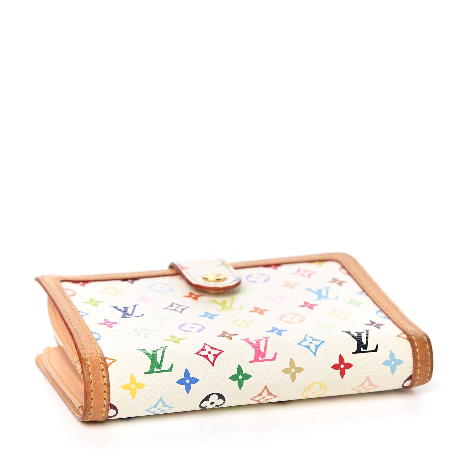 Louis Vuitton Monogram Multicolor French Purse Wallet White 3 of 7