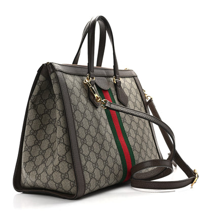 Gucci GG Supreme Monogram Web Medium Ophidia Tote Bag Brown 3 of 11