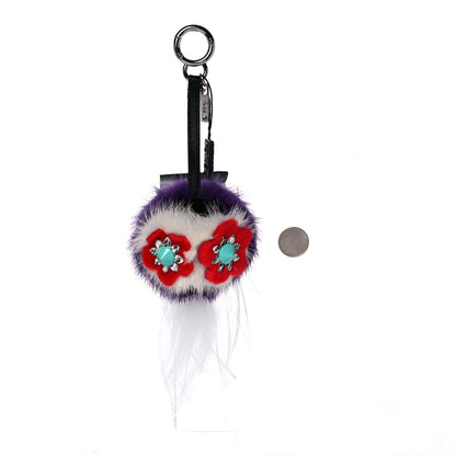 Fendi Fox Fur Monster Flowery Mini Bag Bug Charm Viola Acqua Multicolor 2 of 6