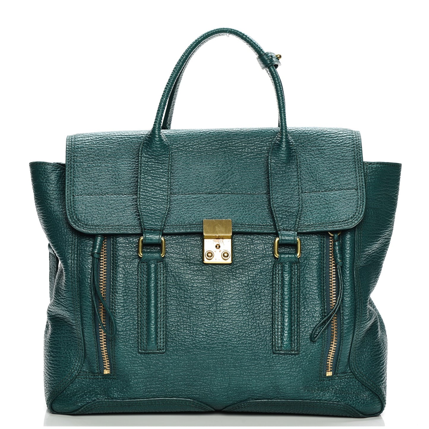 3.1 Textured Calfskin Large Pashli Satchel Jade