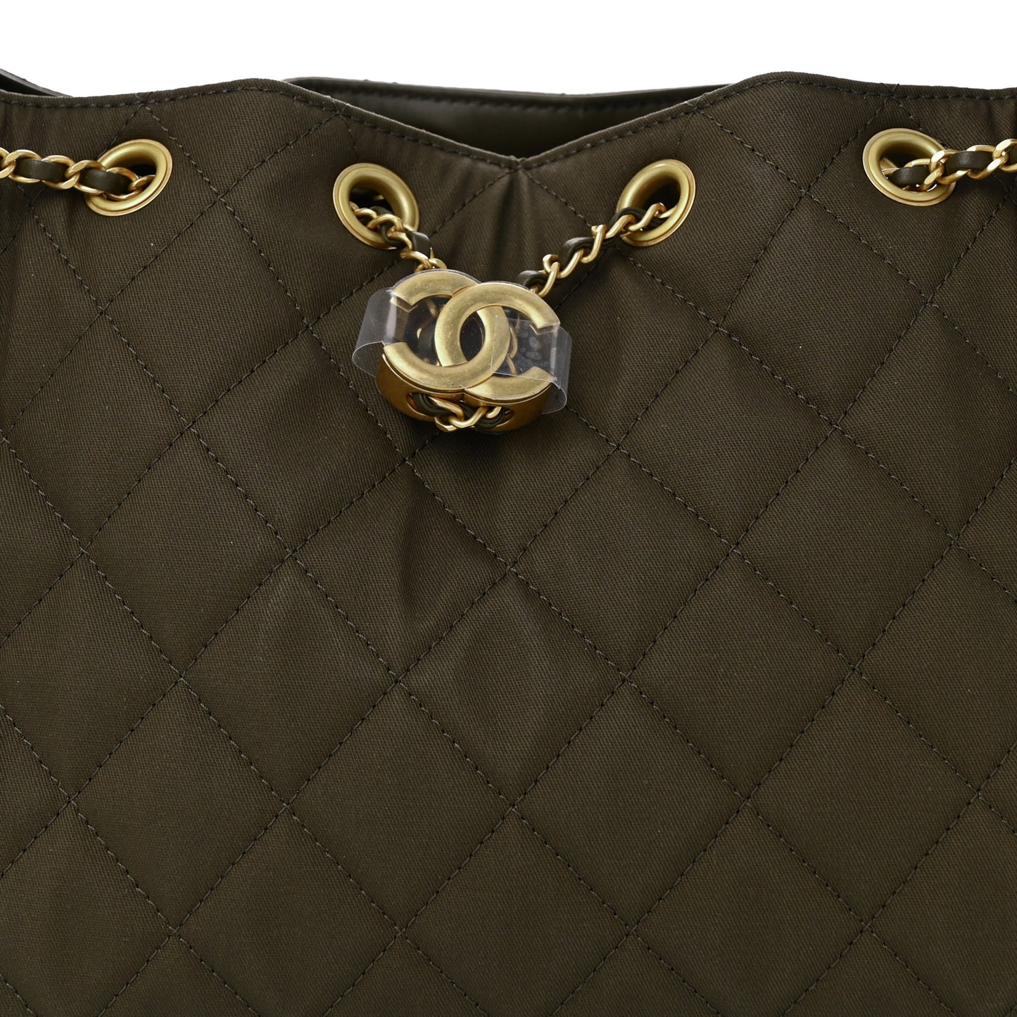 Canvas Quilted Small Chanel 25 Handbag Khaki