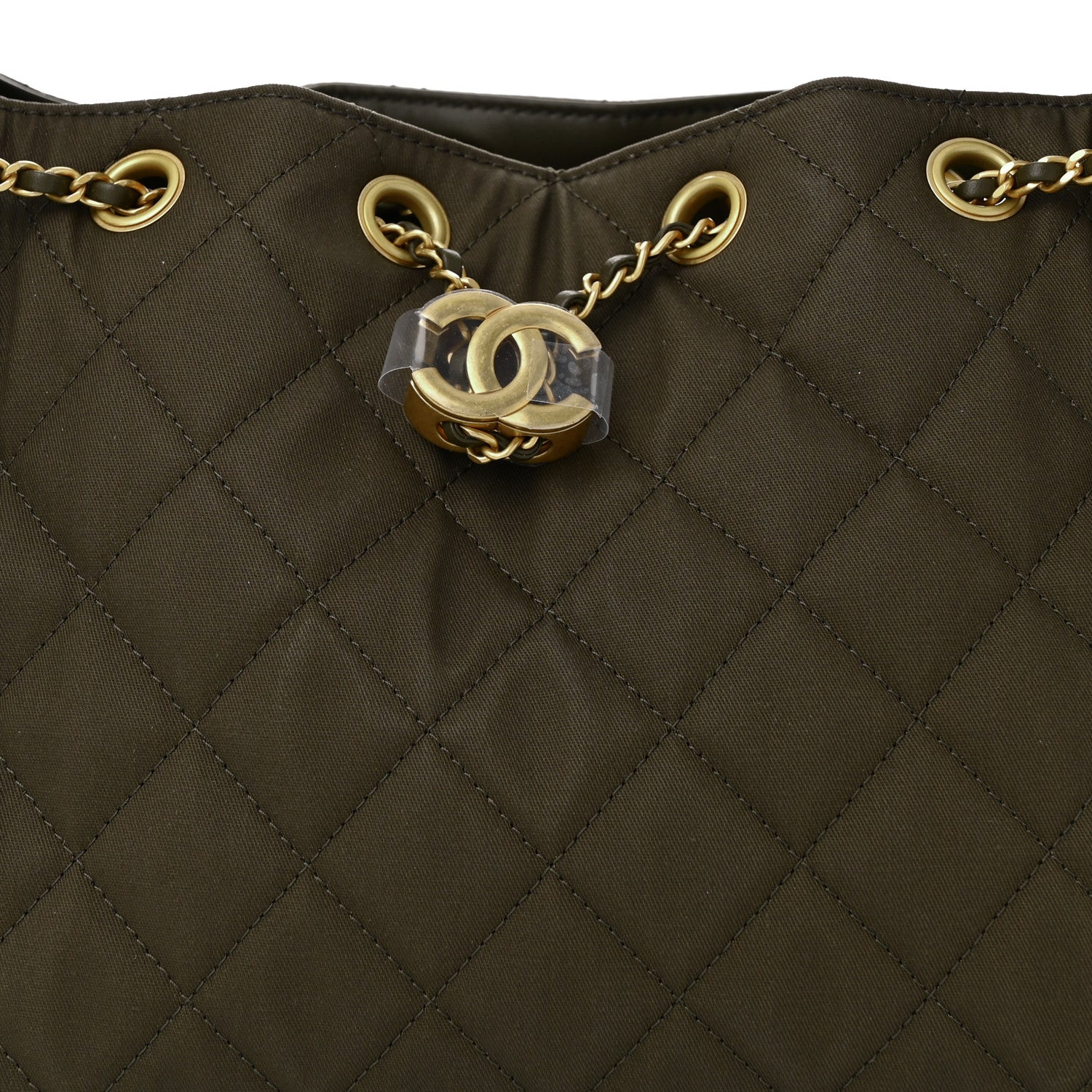 Chanel Canvas Quilted Small Chanel 25 Handbag Khaki 8 of 10