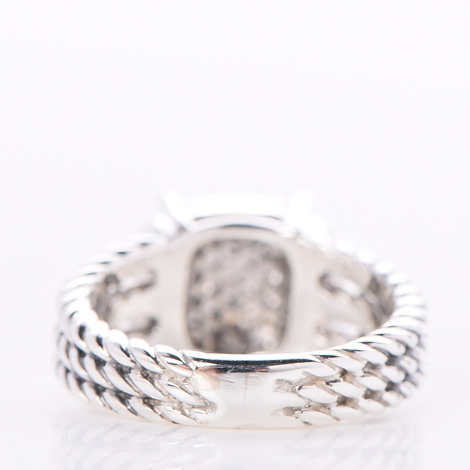 David Yurman Sterling Silver Diamond 10mm Petite Wheaton Ring 49 5 4 of 5