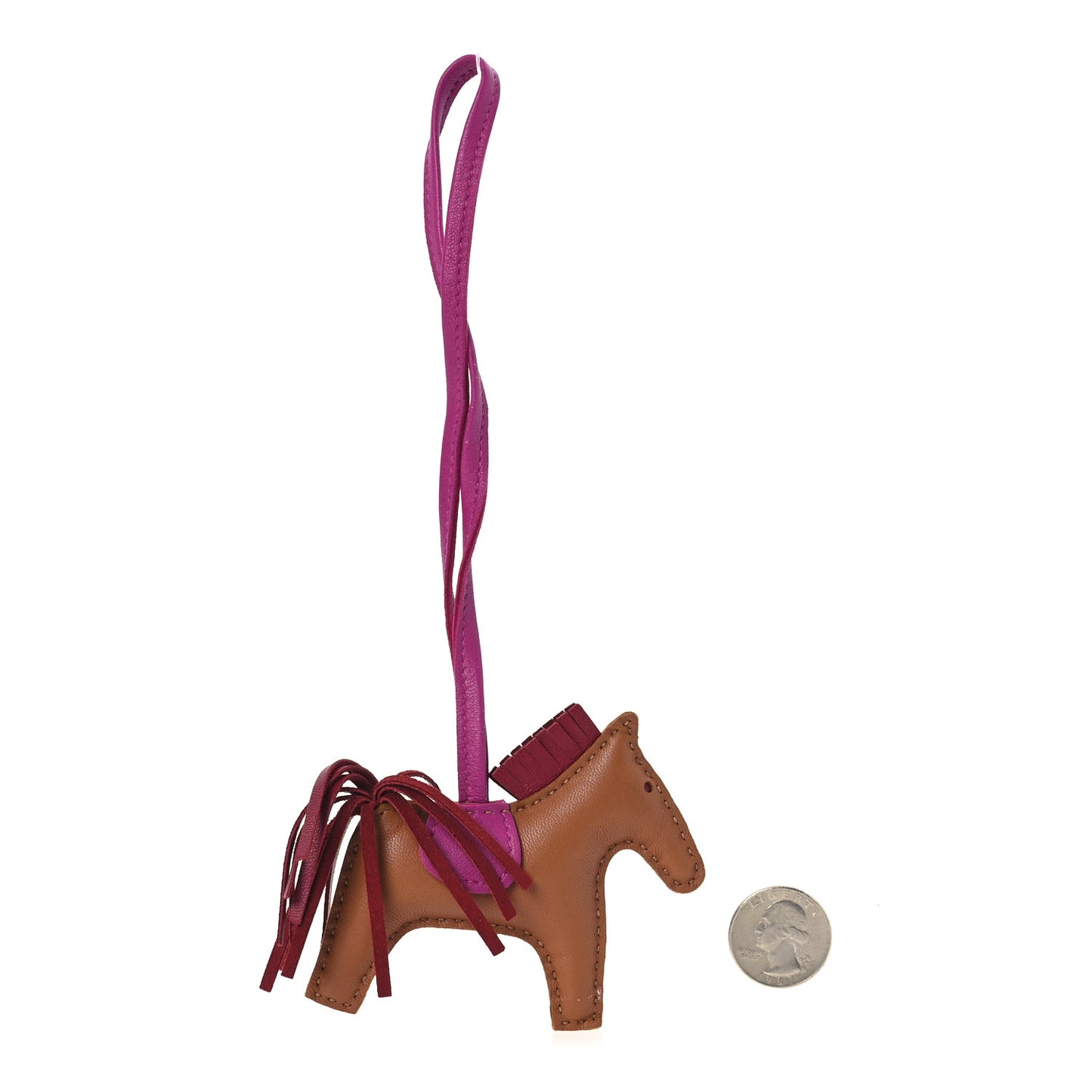 Milo Lambskin Grigri Rodeo Horse Bag Charm PM Gold Rubis Rose Pourpre