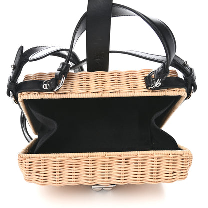 Prada Wicker Top Handle Shoulder Bag Naturale Black 4 of 4