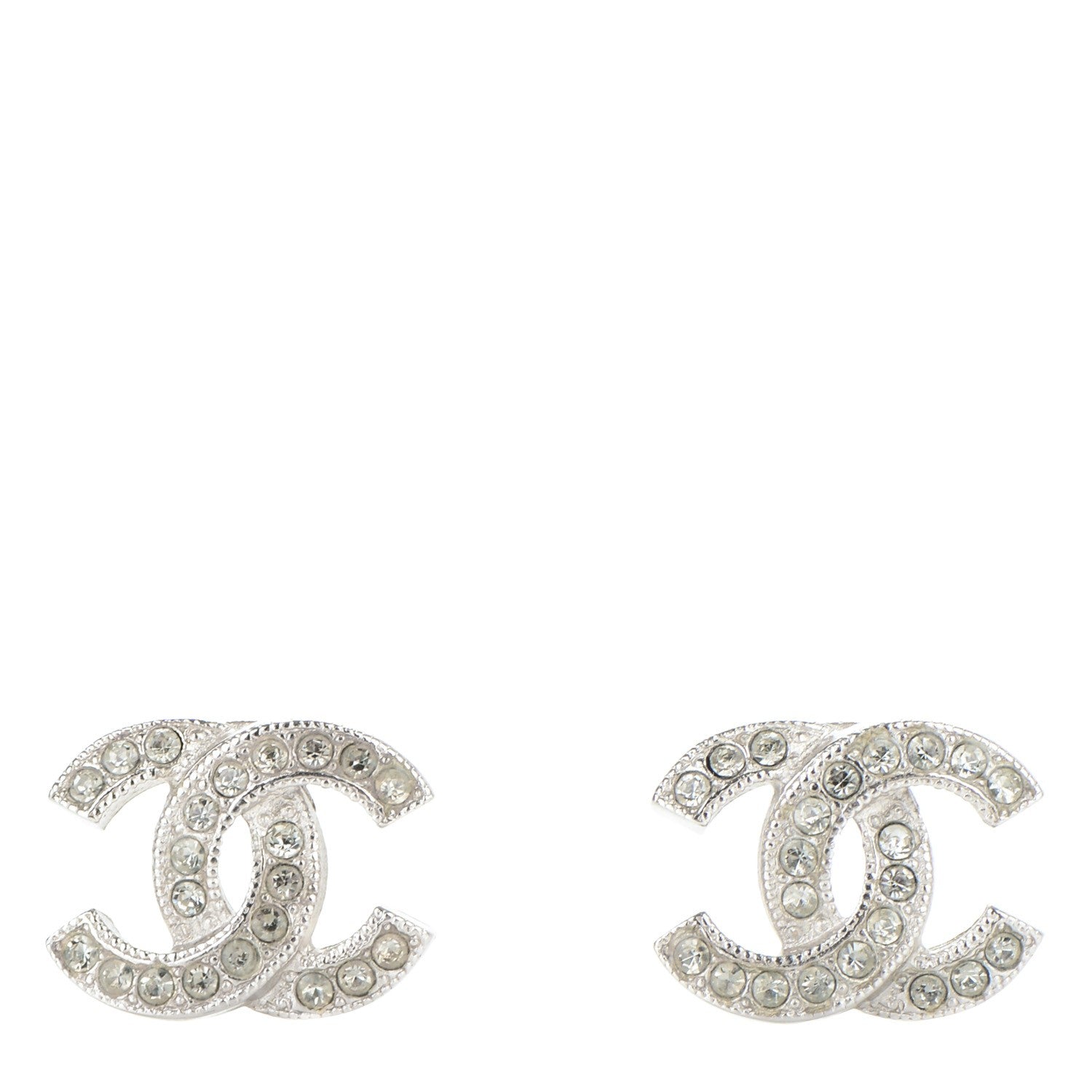 Chanel Crystal CC Earrings Silver 1 of 4