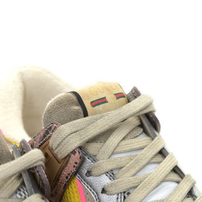Gucci Suede Calfskin Tejus Printed Womens Ultrapace Sneakers 36 Pink Silver Oatmeal Yolk 10 of 11