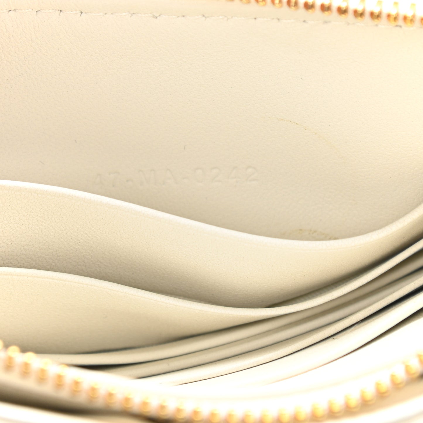 Calfskin Cannage Caro Zipped Pouch With Chain Latte