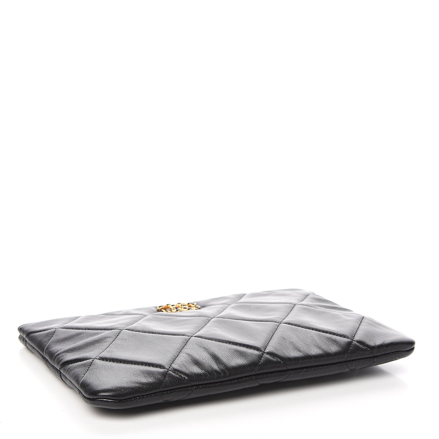 Goatskin Quilted Large 19 Cosmetic Case Black
