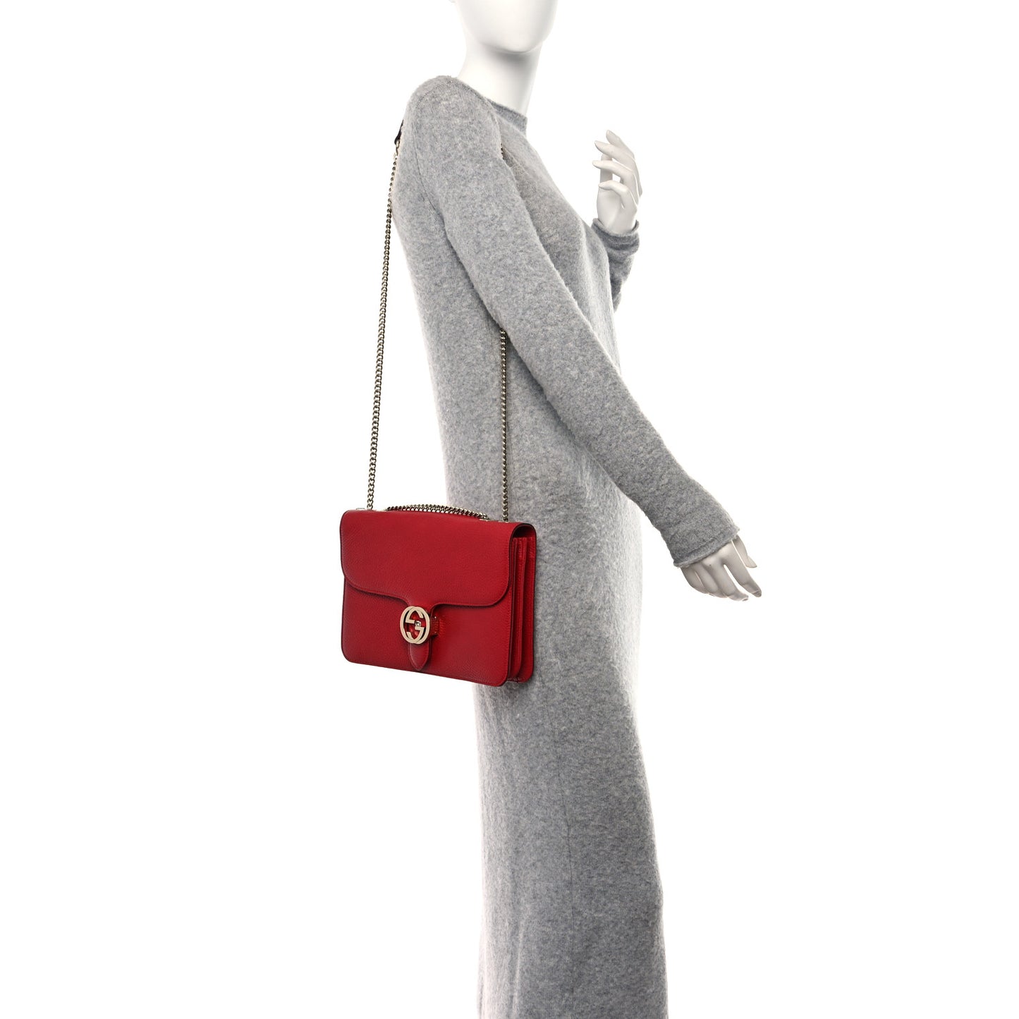 Dollar Calfskin Interlocking G Shoulder Bag Red