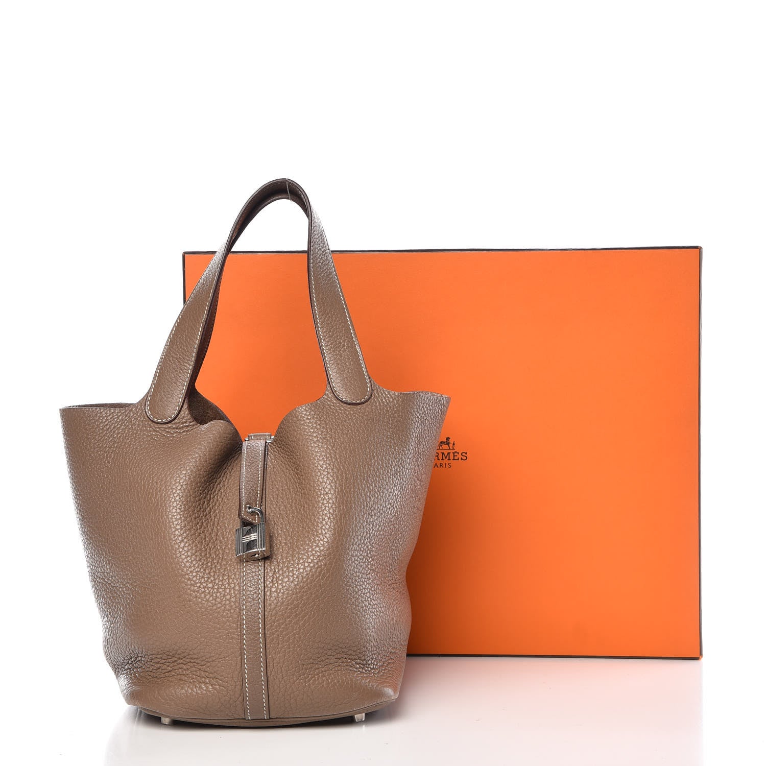 Hermes Taurillon Clemence Picotin Lock 22 MM Etoupe 9 of 12