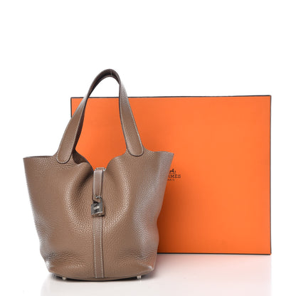Hermes Taurillon Clemence Picotin Lock 22 MM Etoupe 9 of 12