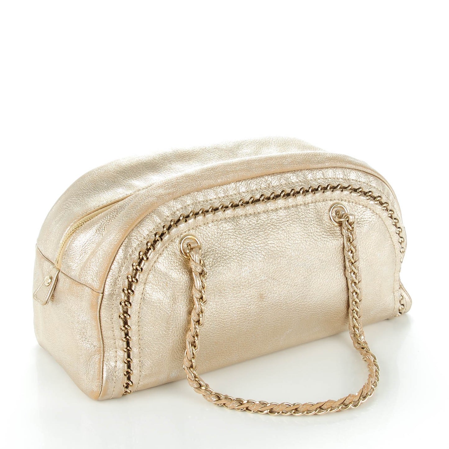 Metallic Goatskin Medium Luxe Ligne Bowler Gold