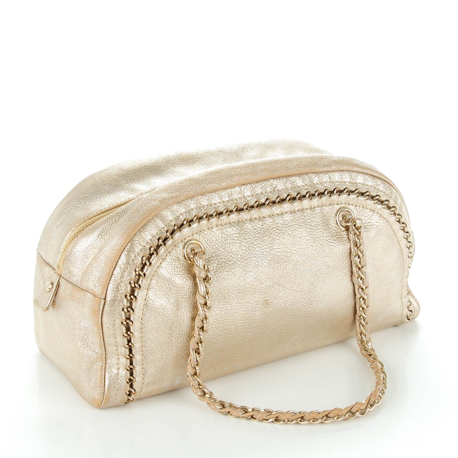 Chanel Metallic Goatskin Medium Luxe Ligne Bowler Gold 3 of 7