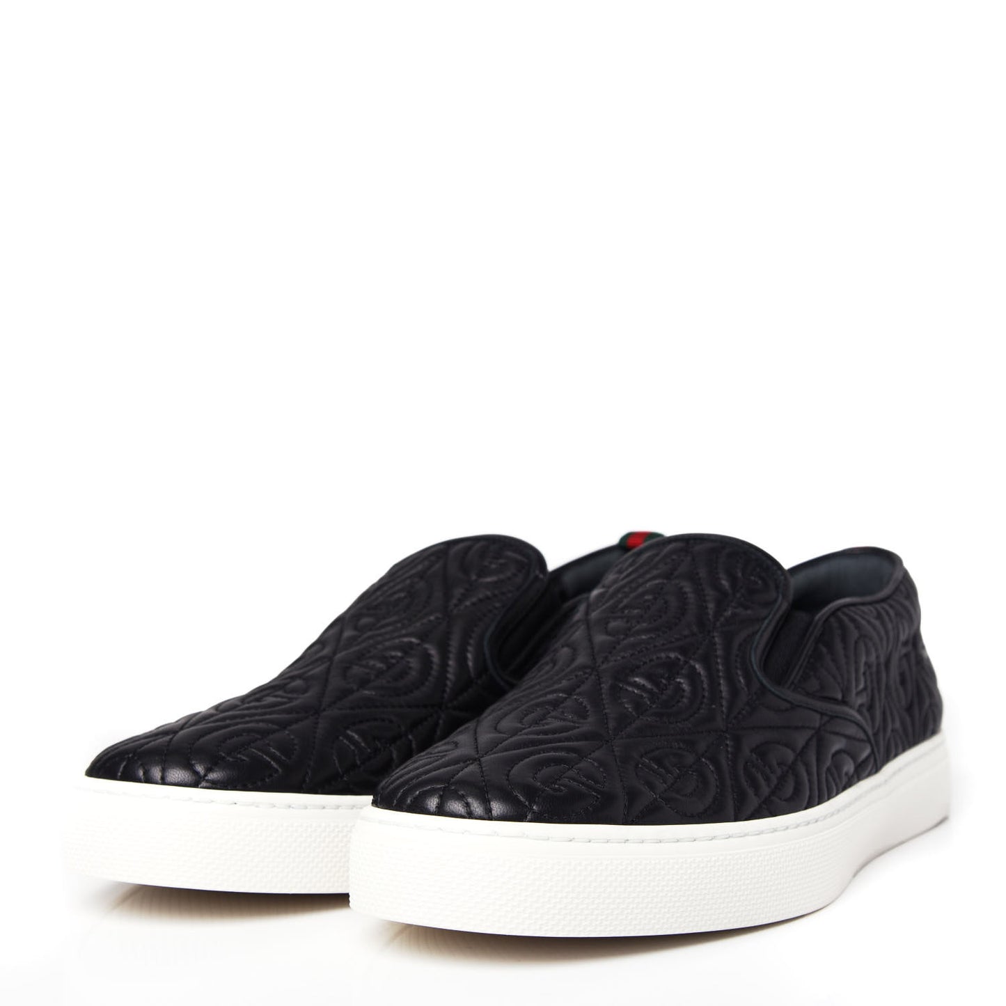 Nappa Web G Rhombus Quilted Mens Slip On Sneakers 10 Black