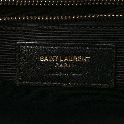 Saint Laurent Grain De Poudre Mixed Matelasse Large Triquilt Monogram Satchel Dark Beige 5 of 12