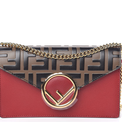 Fendi Vitello Cruise F is Fendi Bi-Color FF 1974 Embossed Envelope Belt Bag Maya Black Fragola 11 of 12