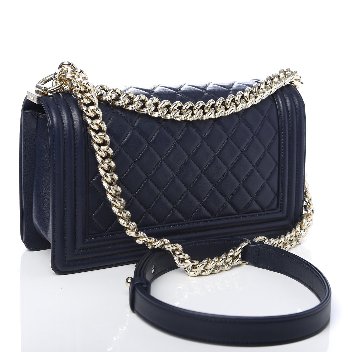 Lambskin Quilted Medium Boy Flap Deep Blue